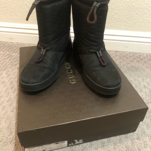 AUTHENTIC NYLON GUCCI GUCCISSIMA MIRO’SOFT NERO/NERO BOOTS - Picture 3 of 12